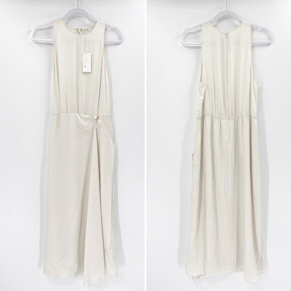 Vince Handkerchief Drape Asymmetric Dress in Bone Size 10 NWT - Picture 3 of 7